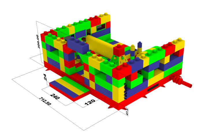 Надувная горка "Конструктор - 1" зима/лето, 14*7*8,6 м