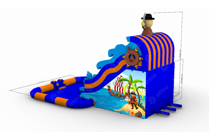 Надувной аквапарк "Пираты на волнах" 13*7*7,7 м 