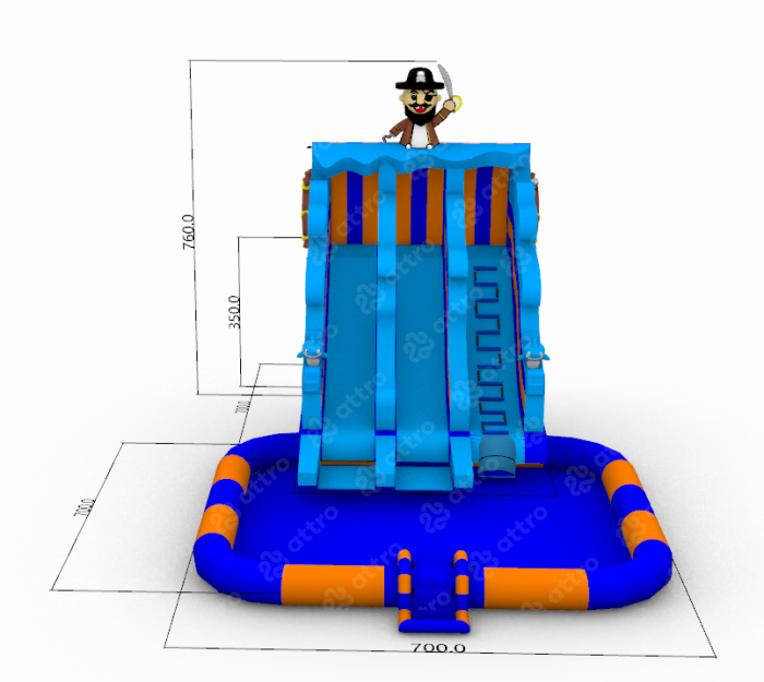 Надувной аквапарк "Пираты на волнах" 13*7*7,7 м 