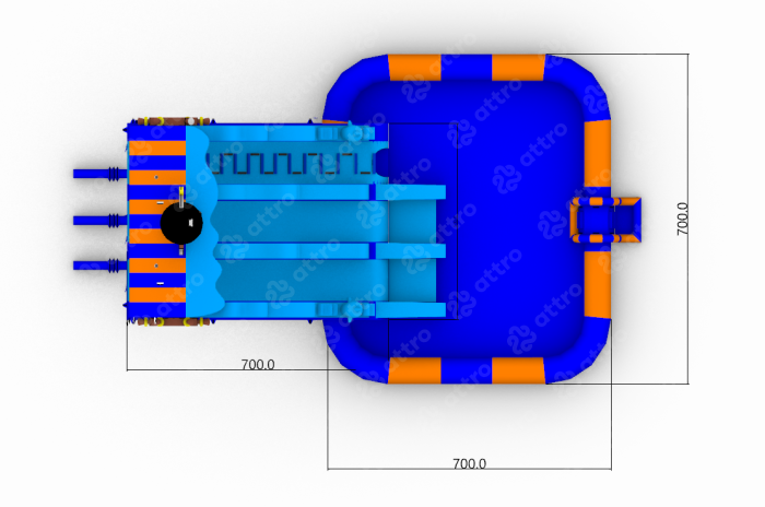 Надувной аквапарк "Пираты на волнах" 13*7*7,7 м 