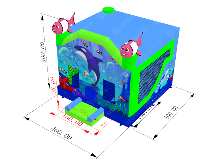 Надувная горка "Морской аквариум" 4*4*4,1 м