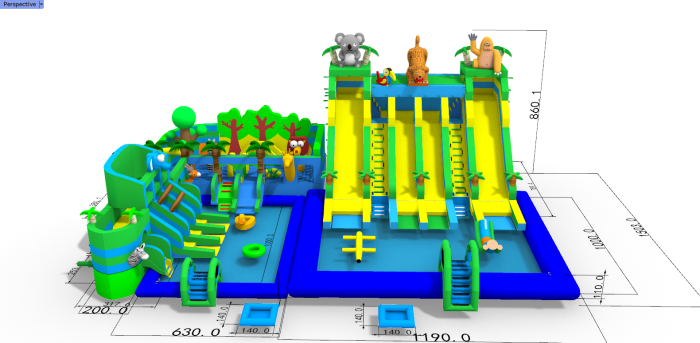 Надувной аквапарк "Пристань Тропики" 20*15*8,6 м