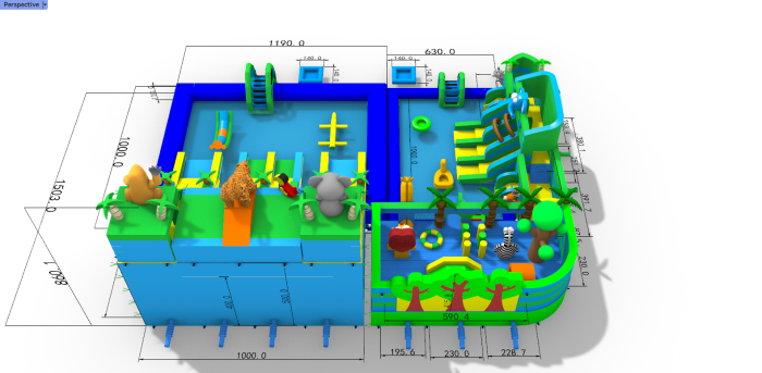 Надувной аквапарк "Пристань Тропики" 20*15*8,6 м