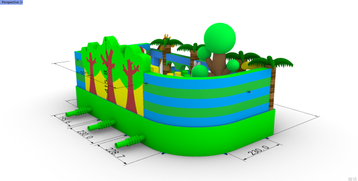 Надувной аквапарк "Пристань Тропики" 20*15*8,6 м