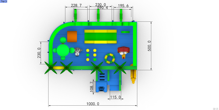 Надувной аквапарк "Пристань Тропики" 20*15*8,6 м