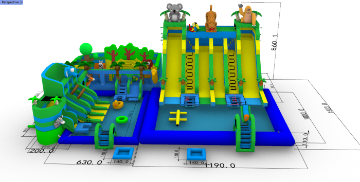 Надувной аквапарк "Пристань Тропики" 20*15*8,6 м