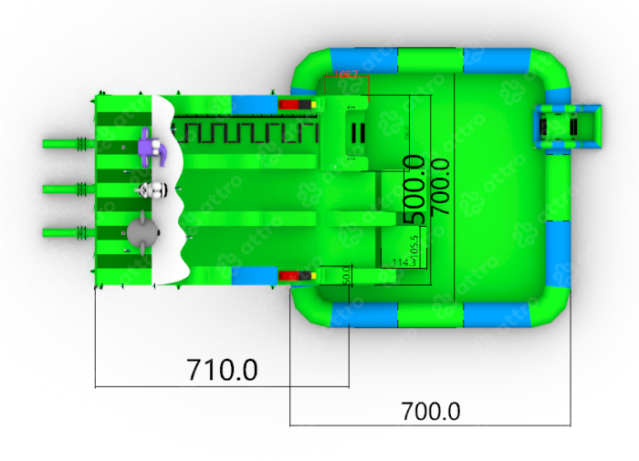 Надувной аквапарк "Амазонка" 13*7*7 м 