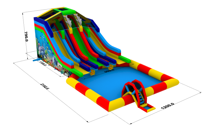 Надувной аквапарк "Трипл" 22*12*7,9 м 