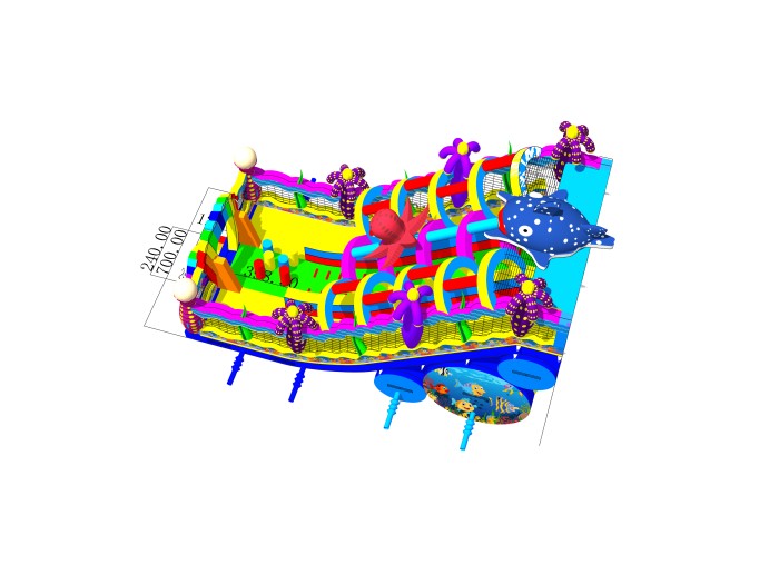 Надувная горка "Мега риф" 14*7*10 м