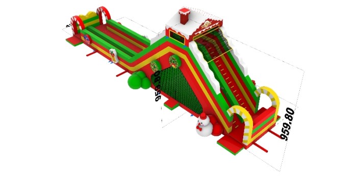 Надувная горка "Рождество" 27*4,5*9,6м (зима/лето)