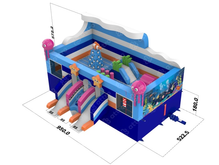 Надувной аквапарк  "Море приключений" 15*15*7,1 м 