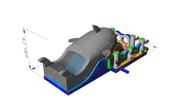 Надувной батут-робот "Акула каракула" 11*5*5 м