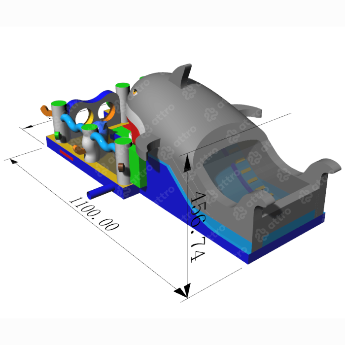Надувной батут-робот "Акула каракула" 11*5*5 м