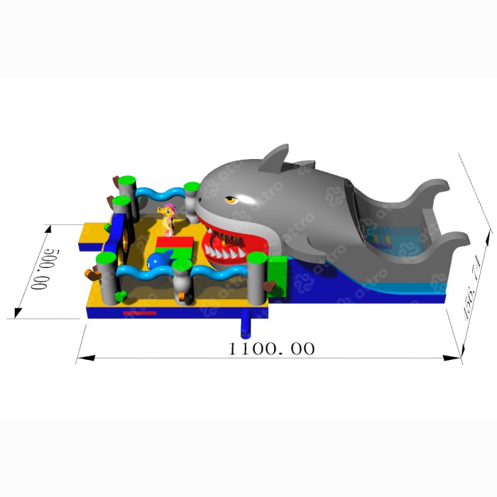 Надувной батут-робот "Акула каракула" 11*5*5 м