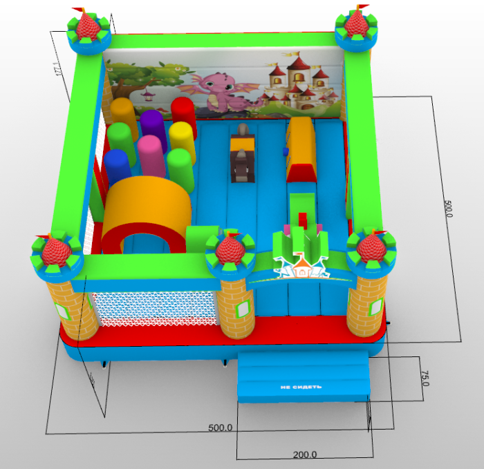 Надувной батут «Замок», размер 5*5*3 метров