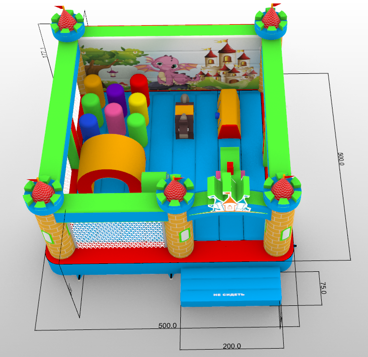Надувной батут «Замок», размер 5*5*3 метров