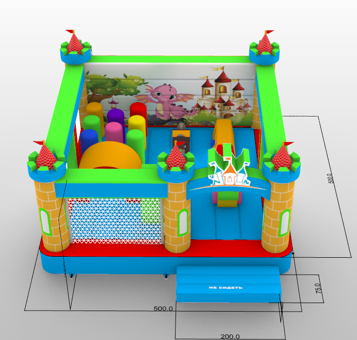 Надувной батут «Замок», размер 5*5*3 метров