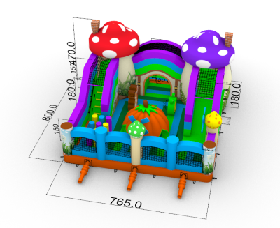 Надувной батут "Грибная полянка" 8*8*4,7 м
