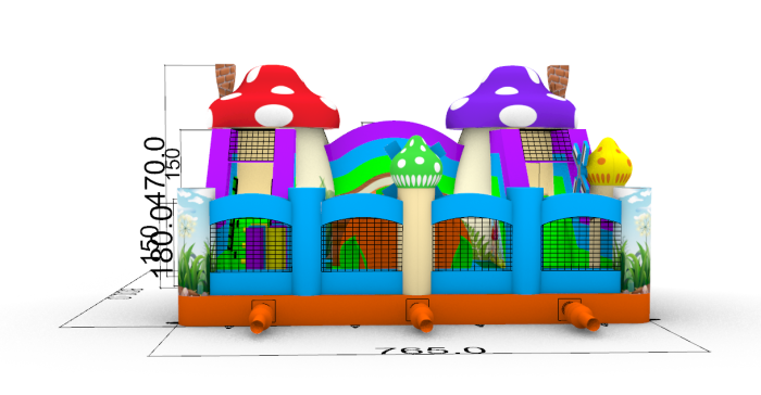 Надувной батут "Грибная полянка" 8*8*4,7 м