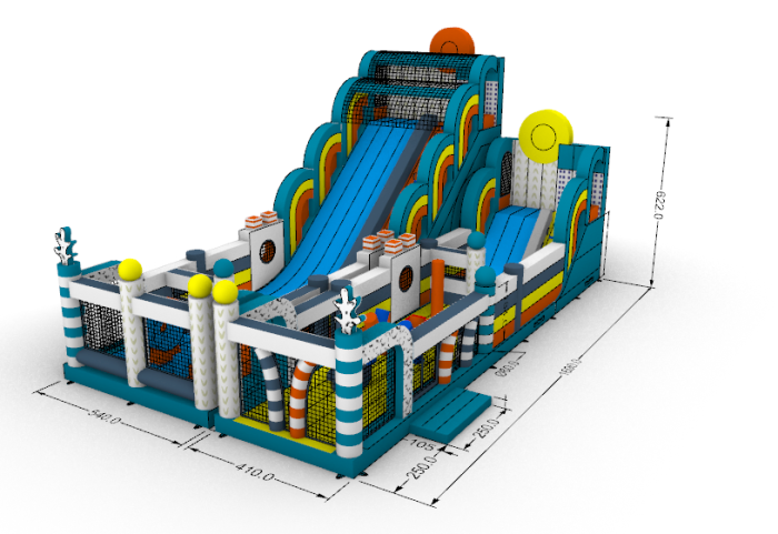 Надувной батут «Мегаполис» 17*9,5*9,1 м
