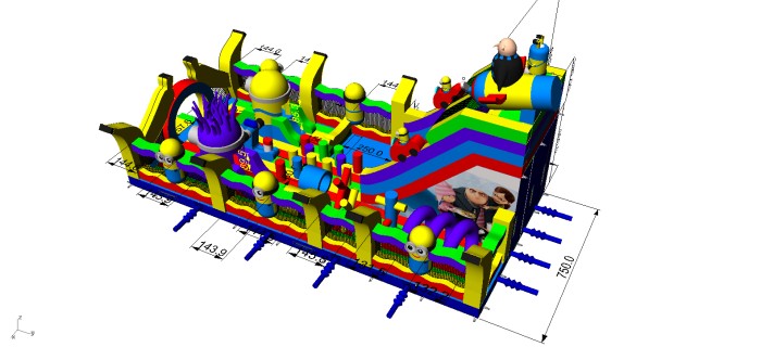 Надувная горка "Миньоны" 15,5*7,5*8,5 м