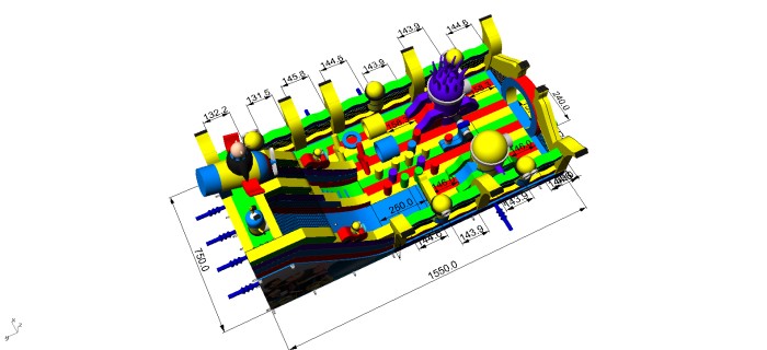 Надувная горка "Миньоны" 15,5*7,5*8,5 м