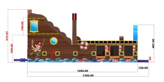 Надувной батут "Веселье пиратов" 12*4,3*5,8 м