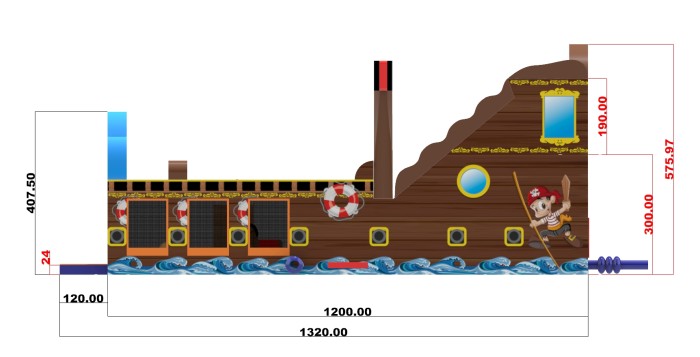 Надувной батут "Веселье пиратов" 12*4,5*5,8 м