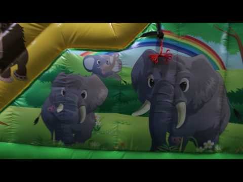 Надувная горка "Сафари слоник с мостиком" 6*5*5,5 м