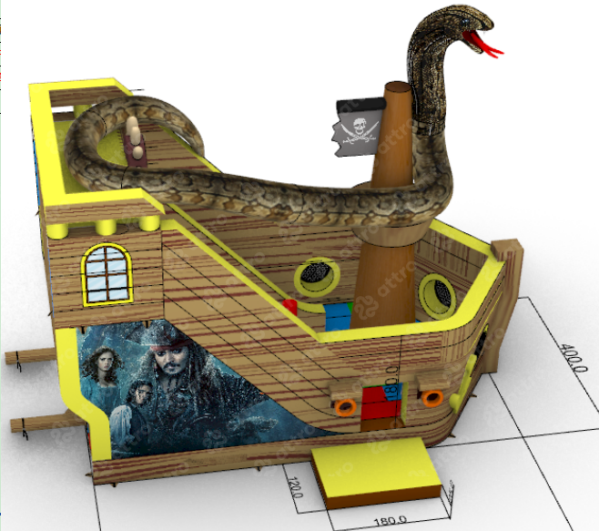 Надувная горка "Джек воробей", размер 7*4*6 м