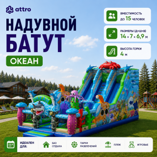 Надувной батут "Океан" 14*7*6,9 м