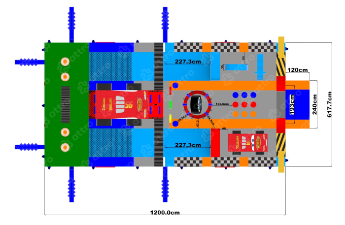 Надувая горка "Супер тачки 3D", 12*6*6,6 м