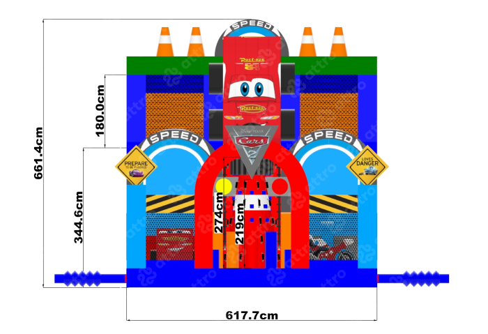 Надувая горка "Супер тачки 3D", 12*6*6,6 м