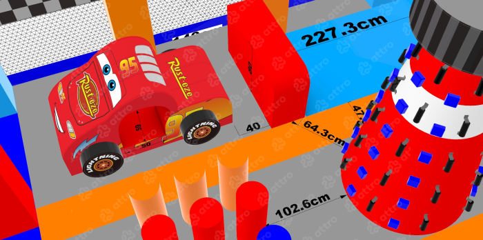 Надувая горка "Супер тачки 3D", 12*6*6,6 м