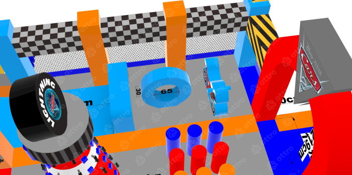 Надувая горка "Супер тачки 3D", 12*6*6,6 м