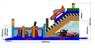 Надувая горка "Супер тачки 3D", 12*6*6,6 м