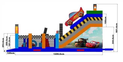 Надувая горка "Супер тачки 3D", 12*6*6,6 м