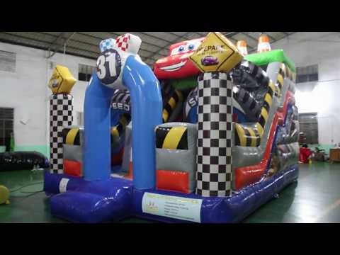 Надувная горка "Тачки 3D" с переходом 6*5*5,3 м