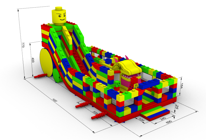Надувной батут "Конструктор" 14*7*7 м 