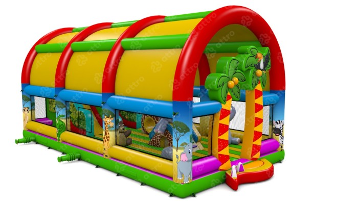 Надувной батут "Мадагаскар с крышей 2" 14*7*7 м