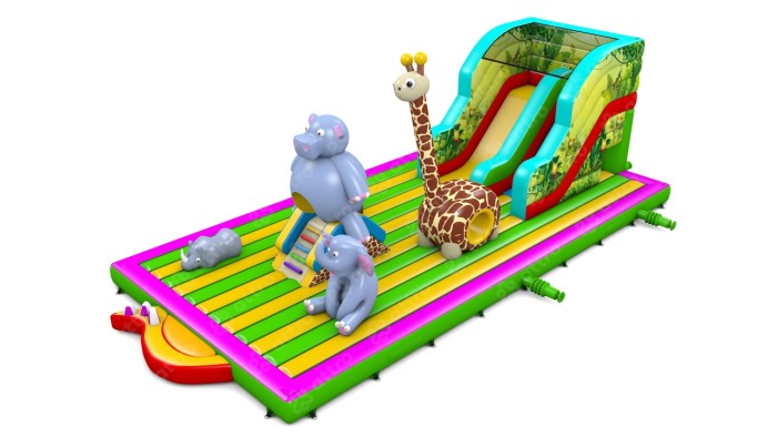 Надувной батут "Мадагаскар с крышей 2" 14*7*7 м