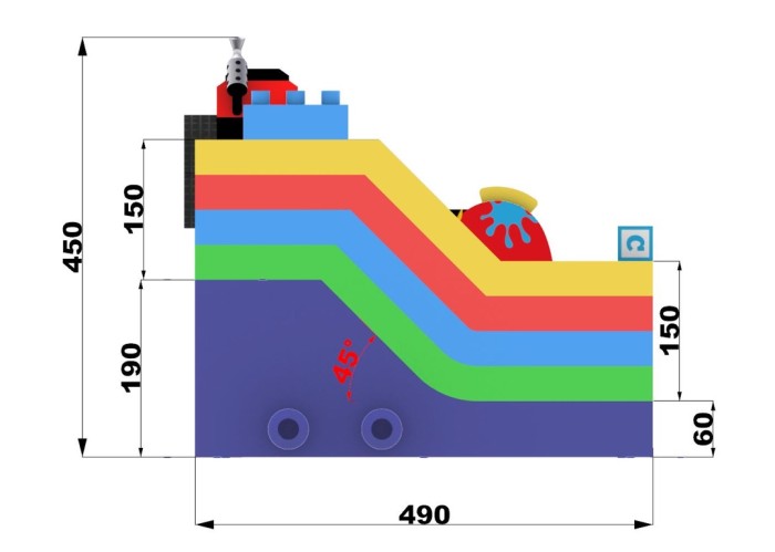 Надувной батут "Тачки конструктор" 5*4,5*4,5 м