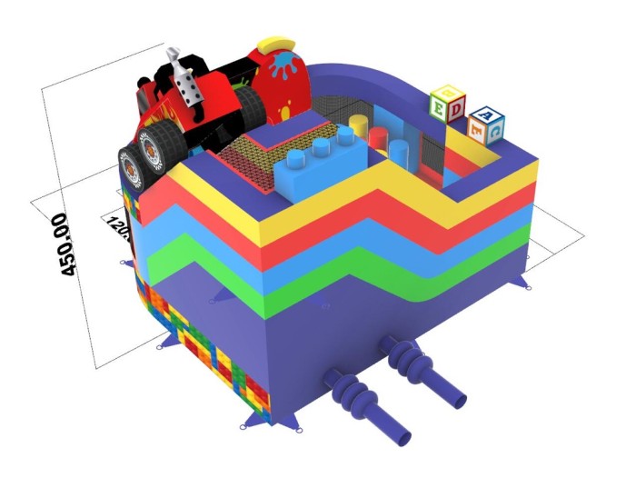 Надувной батут "Тачки конструктор" 5*4,5*4,5 м