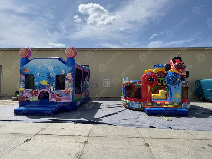 Надувной батут "Тачки конструктор" 5*4,5*4,5 м