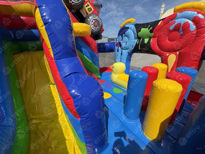 Надувной батут "Тачки конструктор" 5*4,5*4,5 м