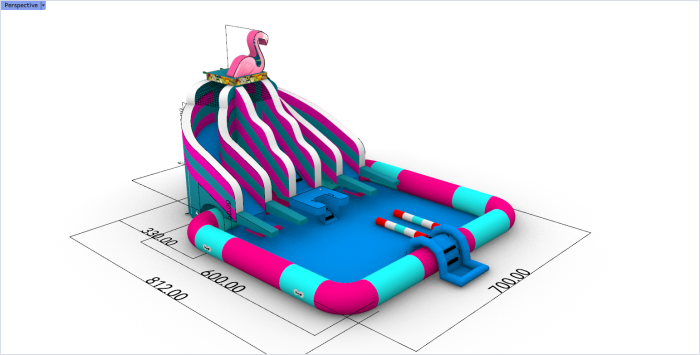 Надувной аквапарк "Розовый Фламинго" 8*7*4,6 м