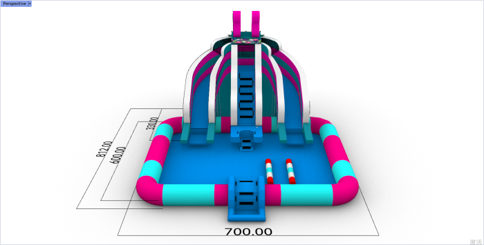 Надувной аквапарк "Розовый Фламинго" 8*7*4,6 м
