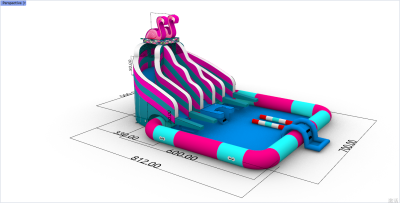 Надувной аквапарк "Розовый Фламинго" 8*7*4,6 м