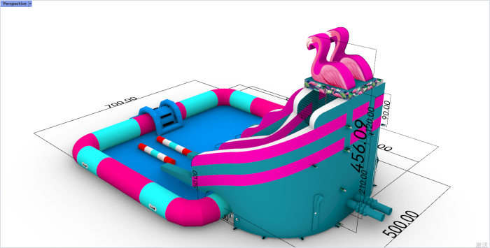 Надувной аквапарк "Розовый Фламинго" 8*7*4,6 м
