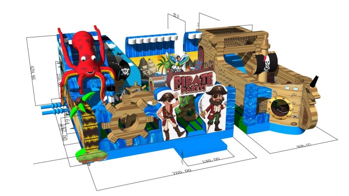 Надувная горка "Пираты"  12*9*4,2 м из 2 частей